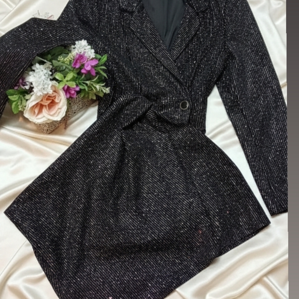 by & by Glittering Black Blazer Dress